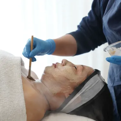 Timeless beauty deserves timeless care. My Age-Defying Facial includes the application of a specialized mask with a brush to ensure even coverage over the face and neck.