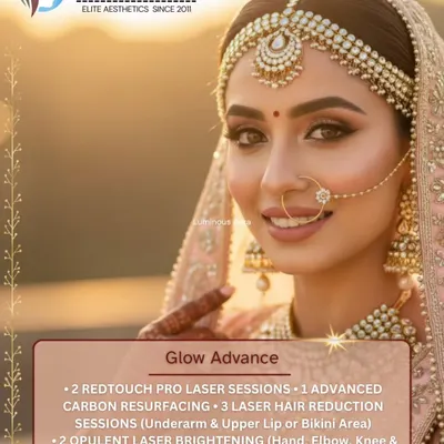 Our 'Glow Advance' bridal package is designed to boost collagen, smooth texture, and amplify your skin's luminosity. It includes treatments like RedTouch PRO laser sessions and advanced carbon resurfacing for a refined pre-wedding glow.
