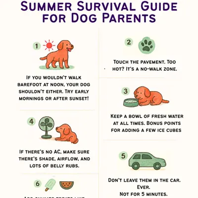 Summer is here! Keep your pup safe with these essential tips, from checking the pavement temperature to never, ever leaving them in a car.