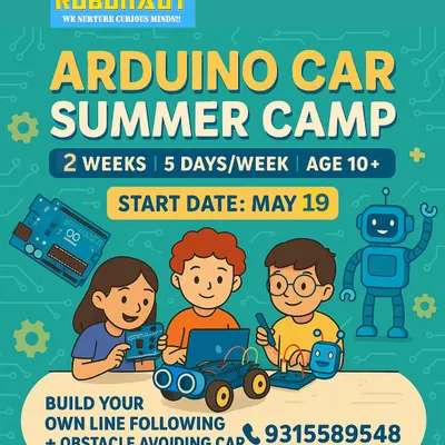 Announcing our Arduino Car Summer Camp! A two-week adventure for kids 10+ to build their own line-following and obstacle-avoiding car.