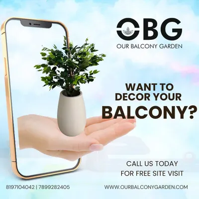 Want to decorate your balcony? This graphic is a simple invitation to call us for a free site visit. We are here to help you start your journey to a greener space.
