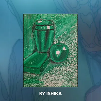 A lovely monochromatic still life by Ishika using a single shade of green. This exercise challenges students to focus on texture, tone, and composition.
