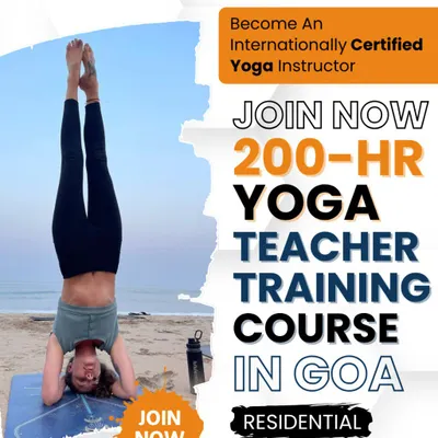 Begin your teaching journey with our 200-hour residential YTTC in Goa. This poster highlights the immersive experience, combining rigorous training with the peaceful, inspiring environment of the Goan coast.