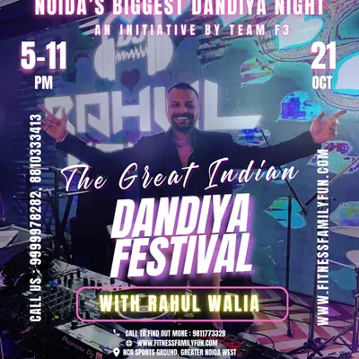 The official poster for "The Great Indian Dandiya Festival," where I was the headlining DJ. This was Noida's biggest Dandiya night, a massive celebration of music and tradition.