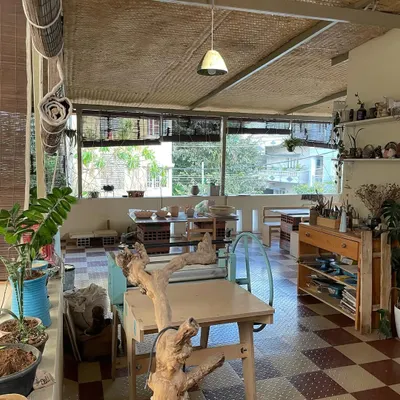 Our studio is a calm and inviting space, filled with natural light, plants, and the creations of our community. It has grown so much since we first started.