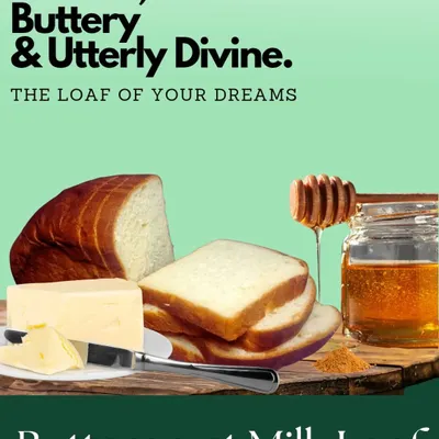 Golden, buttery, and utterly divine. My Buttercrust Milk Loaf is the loaf of your dreams, perfect for a crisp morning toast or drizzled with honey for a sweet treat. It's pure, simple indulgence.