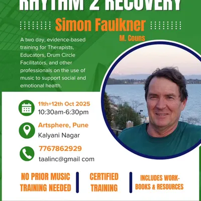 This is an announcement for a very special two-day, evidence-based training we are hosting: the Rhythm To Recovery workshop with Simon Faulkner. It's a rare opportunity for therapists, educators, and facilitators to learn how to use music for social and emotional health.