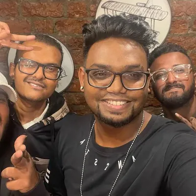A selfie with my crew, The Elite Clique. We often perform together, bringing a pure hip hop vibe to the stage.