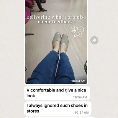 Nothing makes me happier than receiving feedback like this. This client was hesitant about a shoe style I recommended, but now she loves how comfortable and stylish they are. This is what I mean by delivering on my promise.