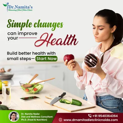 This image of a woman choosing an apple over a donut perfectly illustrates my philosophy. Simple changes, like picking a healthier snack, can significantly improve your health over time. I help you build these better habits one small step at a time.