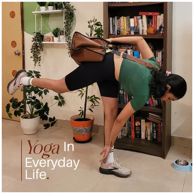 Incorporating yoga into everyday life. Why just bend when you can flow into a half moon pose to pick something up? Yoga is a way of life.