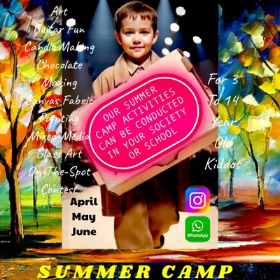 Our summer camp is coming, and we can even bring it to your society or school. We offer a huge range of activities for kids aged 3-14, including art, guitar, candle making, chocolate making, and mixed media, ensuring a fun-filled summer for everyone.