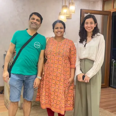 This was a special moment, meeting my clients in person for the first time, six months after handing over their home. The entire project was managed remotely while they were in Europe, built on complete trust.