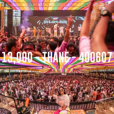 A view from the stage at the Holi 2025 festival in Thane. Performing for a crowd of 13,000 people is an experience like no other.