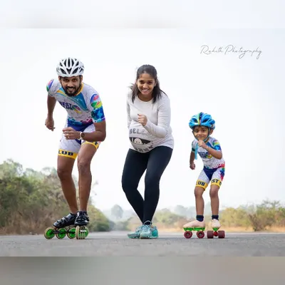 Skating is more than a sport for us; it's our life. Here we are as a family, my wife, my daughter, and I, sharing our love for skating as we get ready to welcome a new member to our team.