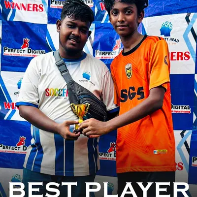 Recognizing top talent is a priority. Here, Darsh from the Under 13 category is awarded 'Best Player' for his outstanding performance.