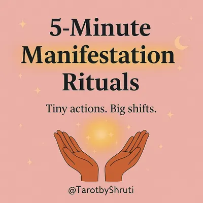 5-Minute Manifestation Rituals. You don’t need hours to attract your desires. This carousel shows tiny daily actions like gratitude, journaling, and music boosts that can create big shifts in your energy.