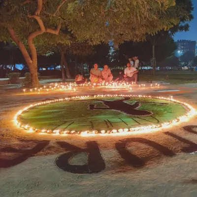 Our academy celebrating Diwali. We created a rangoli of a running track with diyas, because athletics is always on our mind.