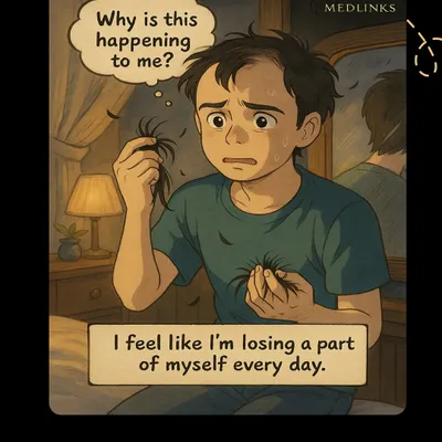 The journey of hair loss can feel isolating, like you're losing a part of yourself. This Ghibli-inspired art captures that feeling.