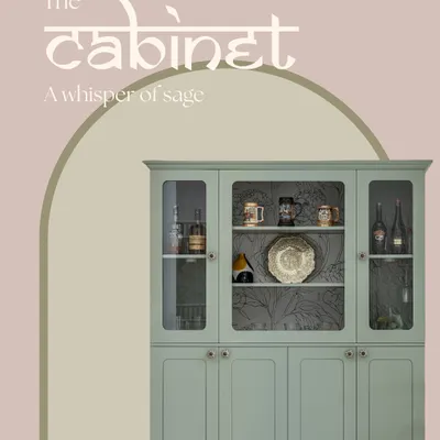 This light sage green cabinet is more than storage; it’s a quiet statement piece. Its soft, muted tone brings a sense of serenity, reflecting the balance of heritage and modern minimalism in the 'Sushobit' home.