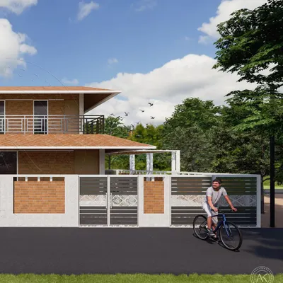 This is a proposal for a residence that celebrates the beauty of traditional housing materials. The design incorporates natural textures and a classic sloping roof, grounding the home in its cultural context while providing modern comfort.
