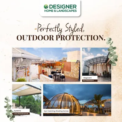 Perfectly styled outdoor protection. This collage shows our range of shading solutions, including elegant gazebos, retractable systems, large-scale Megavent structures, and eye-catching domes.