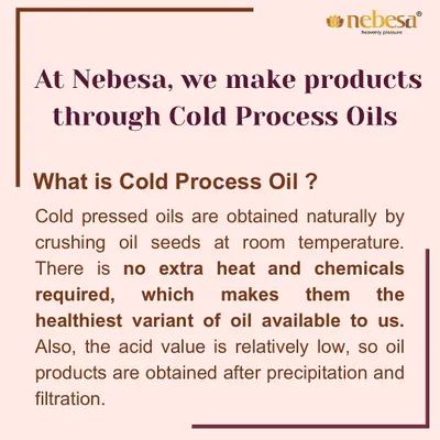 At Nebesa, all my products are made with cold-process oils. This means the oils are extracted naturally at room temperature without extra heat or chemicals. This makes them the healthiest and most nutrient-rich variant of oil available.