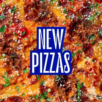 We've updated our pizza menu. This shot teases our new lineup of bold, spicy, and cheesy sourdough pizzas, including the return of the Trapanese 2.0.