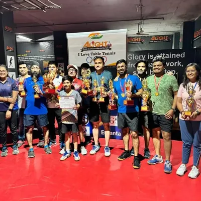 A group photo with all the winners from one of our corporate and masters tournaments. We had about 150 players who made the event a huge success.