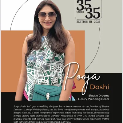 My feature for The Economic Times '35 Under 35', recognizing me as a 'dream weaver' in luxury wedding decor. This was a proud and surreal moment in my journey.