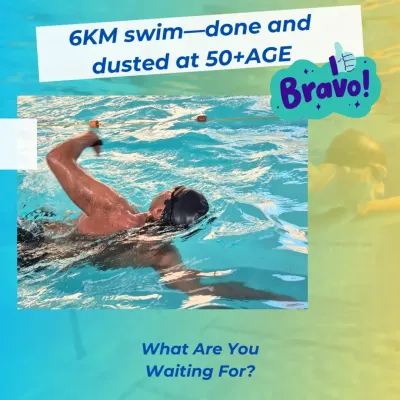 Age is just a number when you have determination. I believe anyone can achieve their swimming goals, and this inspiring swimmer, who completed a 6km swim at over 50 years old, is a testament to that belief.