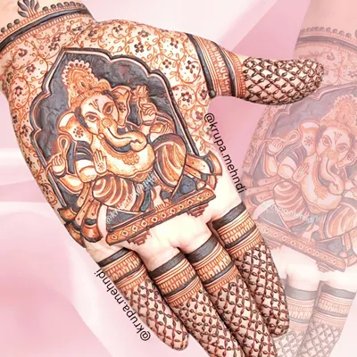 Happy Ganesh Chaturthi! A detailed portrait of Lord Ganesha on the palm, perfect for bringing blessings and removing obstacles during the festive season.