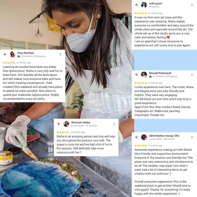Gratitude in full bloom! We are so thankful for every single person who has joined our events and filled our studio with joy, laughter, and unforgettable memories. This collage of Google Reviews warms our hearts.