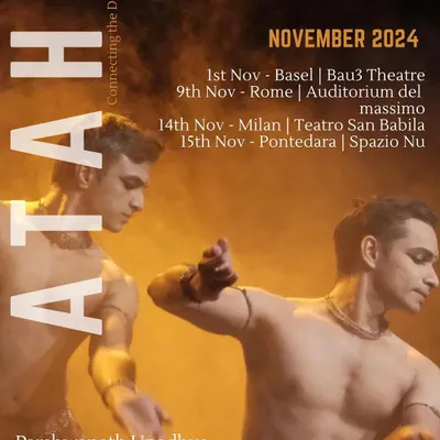 Our 2024 Europe Tour poster for "ATAH," a production where we connect the dots between tradition and contemporary expression. This tour took us to cities like Basel, Rome, and Milan.