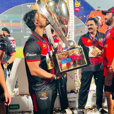 The moment all the hard work pays off. Kissing the Delhi Premier League trophy after a hard-fought season. This is for the entire team and support staff.