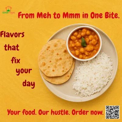 From Meh to Mmm in one bite. This simple meal of chole, rice, and roti is a perfect flavor fix to knock out the Monday slump.