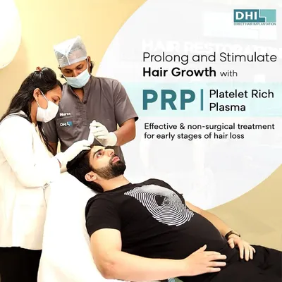 **PRP Therapy for Natural Hair Regrowth:** This image shows a client undergoing Platelet-Rich Plasma (PRP) therapy. This effective, non-surgical treatment uses the healing power of your own blood platelets to stimulate follicles, prolong hair growth, and improve hair health.