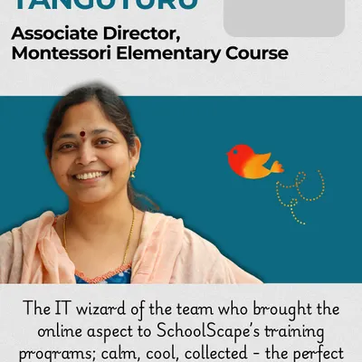 Meet Nalini Tanguturu, Associate Director for our Montessori Elementary Course. An IT wizard turned Montessori guide, she brings a calm, cool, and collected presence to our online training programs.