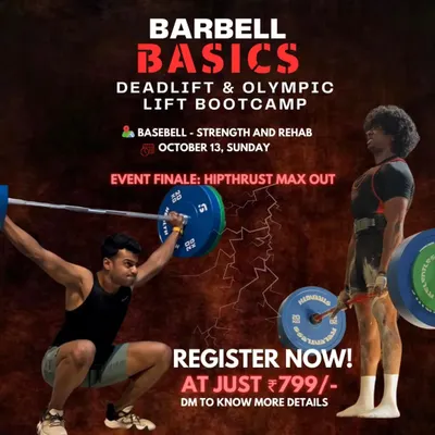 If you want to learn the fundamentals of powerlifting and Olympic lifting, my Barbell Basics bootcamp is the perfect place to start. This poster gives you all the details for our upcoming event, where we'll cover the deadlift, snatch, and clean, and help you build a solid foundation.