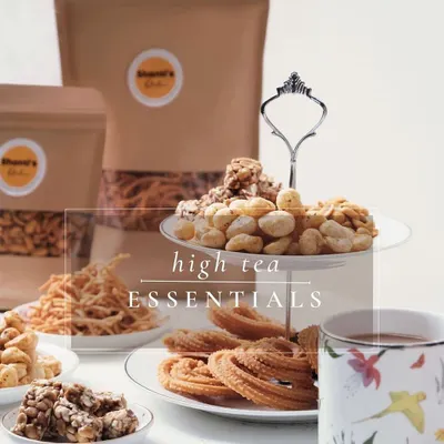 Elevate your high tea with my homemade essentials. A spread of Murukku, roasted makhana, and peanut chikki offers a delightful range of textures and flavors to accompany your tea.