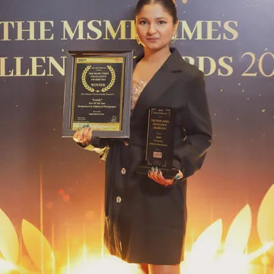 Feeling incredibly honored to receive The MSME Times Excellence Award. This recognition as "Star of the Year" for my work in motherhood and classical photography means the world to me.