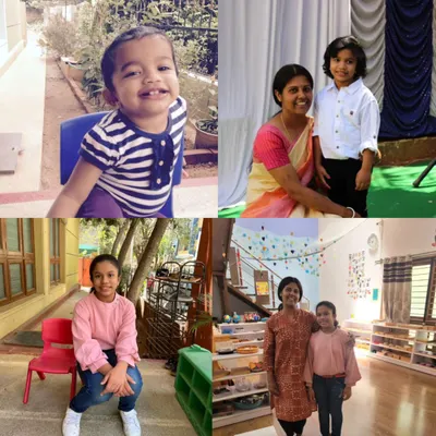 It fills my heart with joy when our alumni visit. This collage shows a student who joined me as a toddler and returned as a confident young girl. My goal is to build a foundation for a lifetime of learning and curiosity.