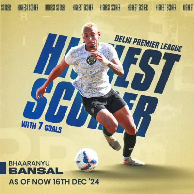 Leading from the front. Our striker, Bhaaranyu Bansal, was the highest scorer in the Delhi Premier League with 7 goals as of December 16th. His clinical finishing has been unstoppable.