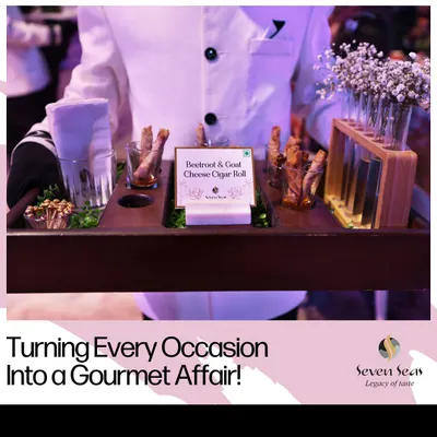 Turning every occasion into a gourmet affair. Our Beetroot & Goat Cheese Cigar Rolls are a perfect example of our innovative and visually striking appetizers.