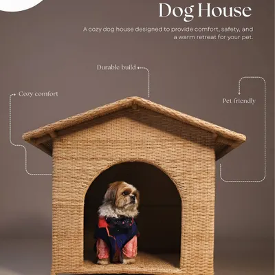 The perfect home for your pet. This cozy dog house is designed to provide comfort, safety, and a warm retreat. It's built with the same durable, pet-friendly, and weather-resistant wicker as our furniture.