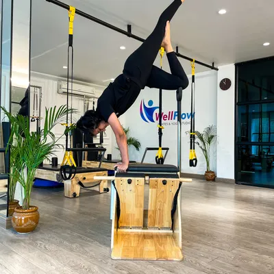 An incredible display of strength and balance with a handstand on the Wunda Chair. This advanced move shows the peak of core control and physical conditioning possible with our training.