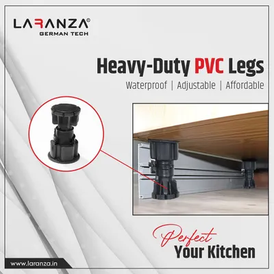 A solid foundation is key. My heavy-duty PVC legs are waterproof, adjustable, and affordable, providing maximum durability for your kitchen cabinets.