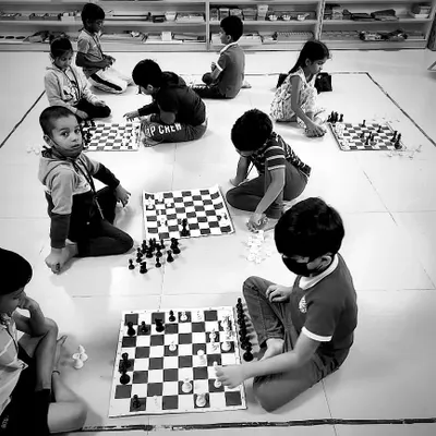 The focused energy of a full classroom is incredible. This photo captures a typical session at one of our after-school chess programs in Bangalore, with multiple games happening at once. Every student is immersed in their own strategic battle, learning and growing together.