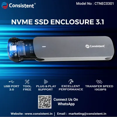 Turn any NVMe SSD into a high-speed portable drive with our NVMe SSD Enclosure 3.1. It's a tool-free, plug-and-play solution with a USB 3.0 port, offering transfer speeds up to 10Gbps for excellent performance on the go.