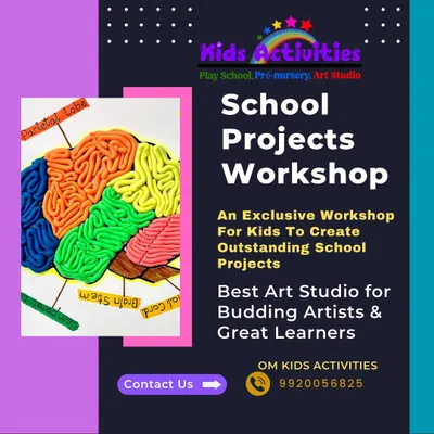 This is an example of a school science project made in our workshop, showing the different lobes of the brain using clay. We help students create outstanding projects that are both educational and visually impressive.